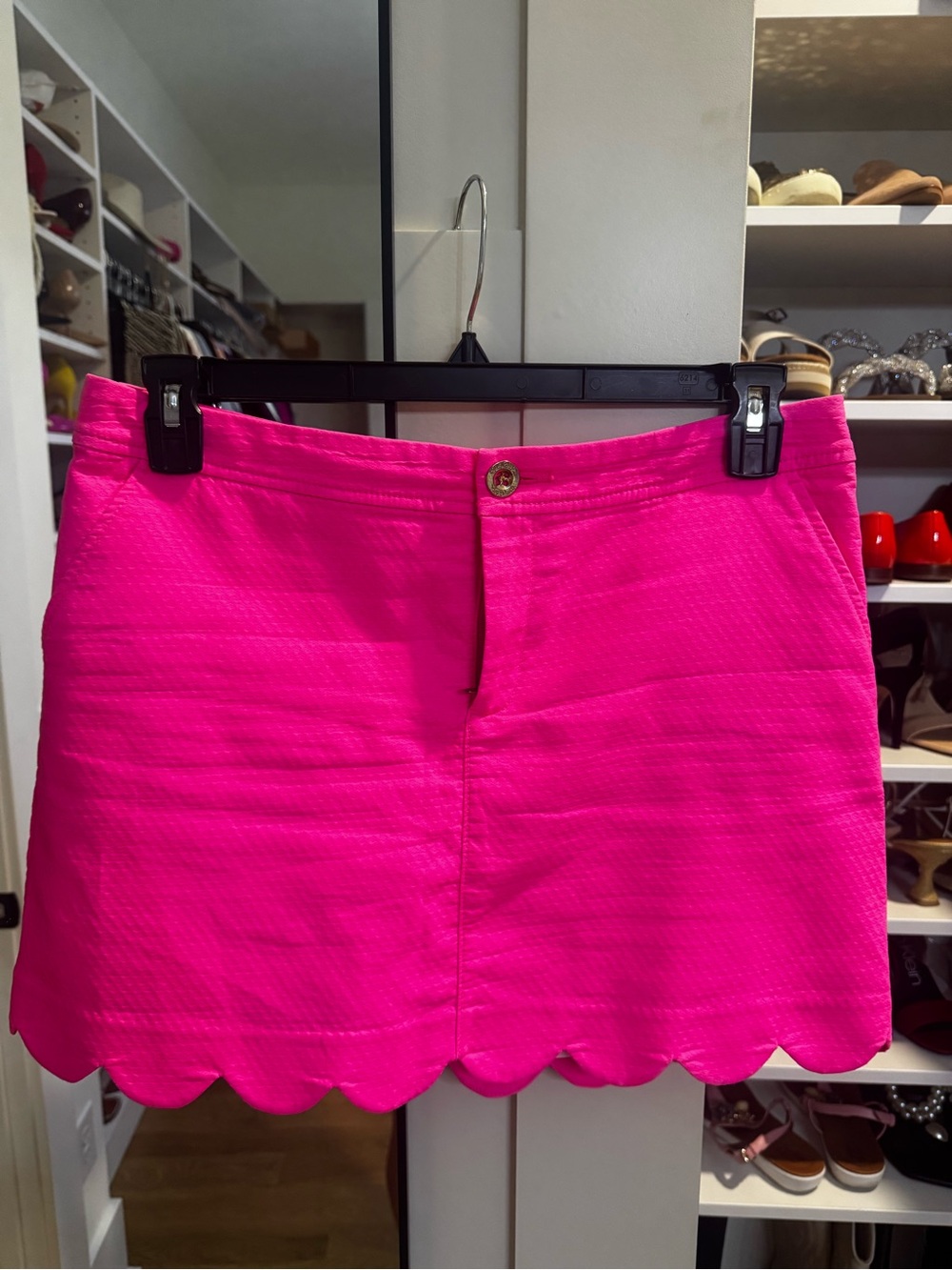 Lilly Pulitzer Hot Pink Scallop-Hem Mini Skirt